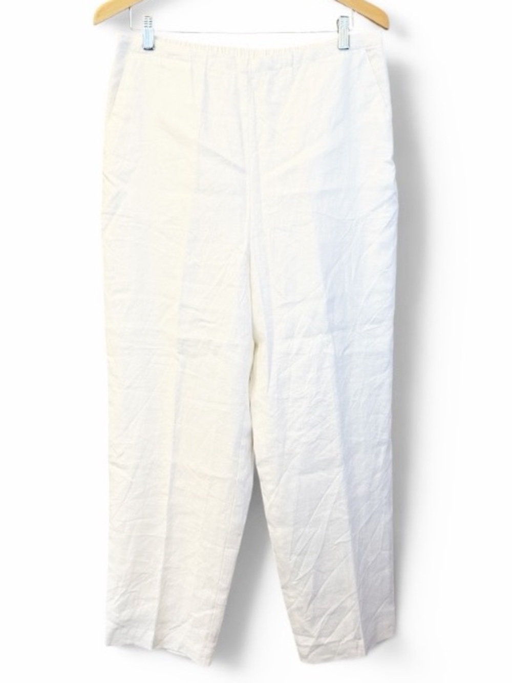 Bloomingdale's White 100% Linen Elastic Waist Pants Like New Size 16